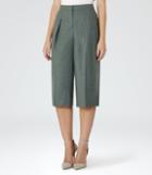 Reiss Murphy Culotte - Womens Flannel Culottes In Green, Size 6