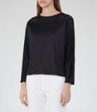 Reiss Ashleigh - Embroidery Detail Top In Blue, Womens, Size S