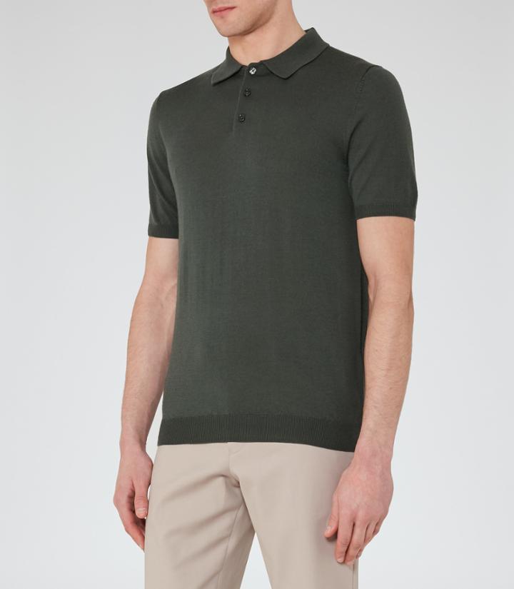 Reiss Manor - Merino Wool Polo Shirt In Green, Mens, Size S