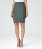 Reiss Murphy Skirt - Womens Flannel Pencil Skirt In Green, Size 6