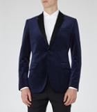 Reiss Maximus - Mens Slim Velvet Blazer In Blue, Size 36