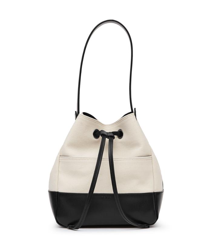 Reiss Picton - Canvas And Leather Bucket Bag In White, Womens