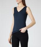 Reiss Ona - Womens V-neck Tank Top In Blue, Size S