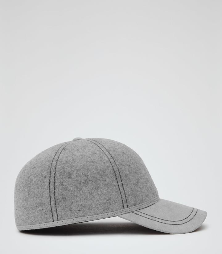 Reiss British - Mens Christys Wool Baseball Cap In Grey, Size S