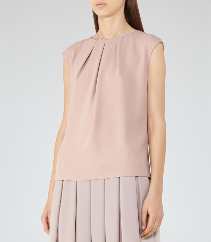 Reiss Livia - Womens Button-back Top In Red, Size 8
