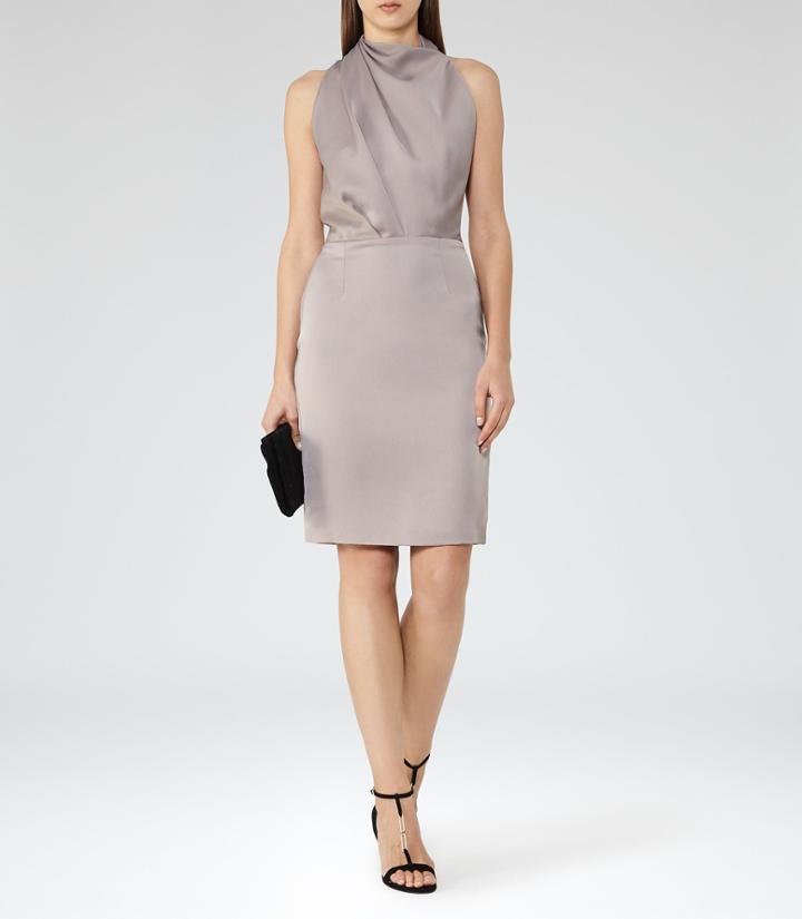 Reiss Rana - Womens Halterneck Dress In Grey, Size 4