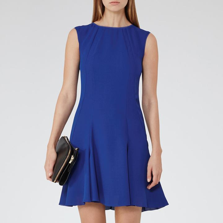 Reiss Abey - Womens Pleat-hem Shift Dress In Blue