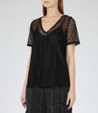 Reiss Everly - Womens Lace T-shirt In Black, Size L