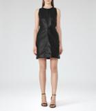 Reiss Sahara - Womens Leather Fit And Flare Dress In Black, Size 4