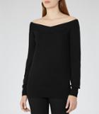 Reiss Christobel - Womens Off-the-shoulder Jumper In Black, Size S