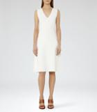 Reiss Michelle - Knitted Fit And Flare Dress In White, Womens, Size 2