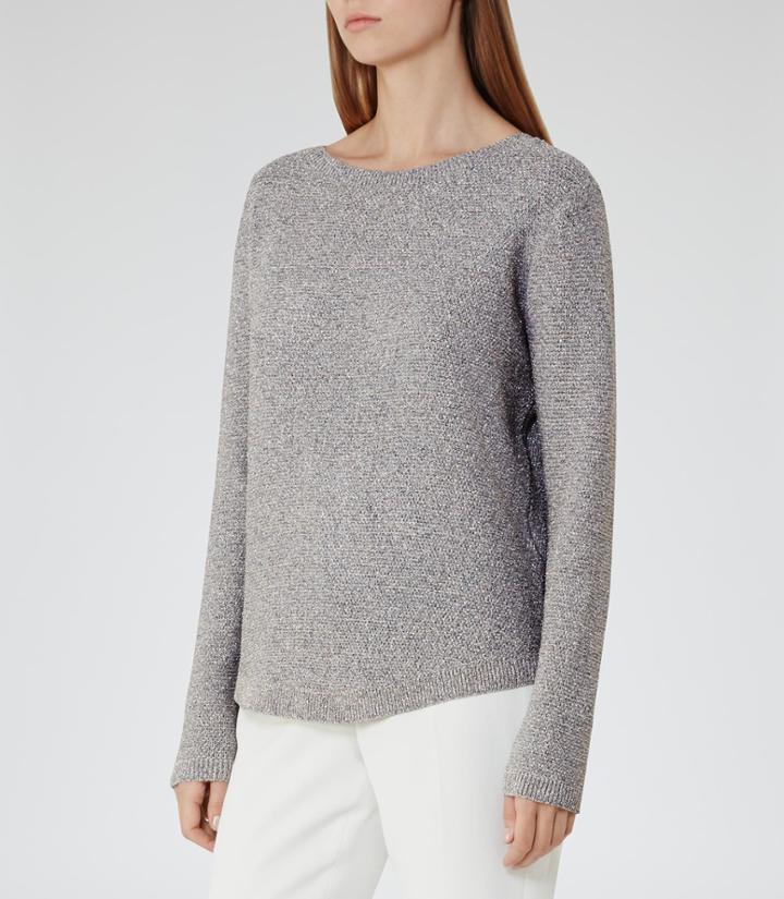 Reiss Roxanne - Womens Metallic Jumper In Grey, Size Xs
