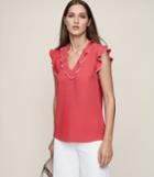 Reiss Rosa - Ruffle-detail Top In Red, Womens, Size 0