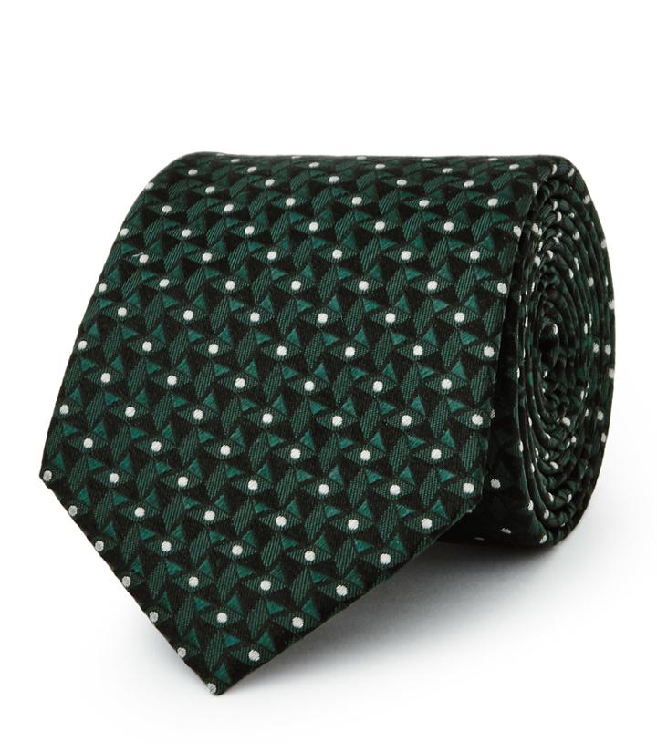 Reiss Xaviar - Mens Geometric Silk Tie In Green, Size One Size