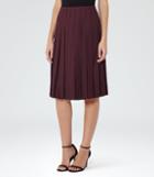 Reiss Selina - Womens Pleated Midi Skirt In Red, Size 6