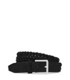 Reiss Bridge - Mens Suede Plaited Belt In Black, Size 30