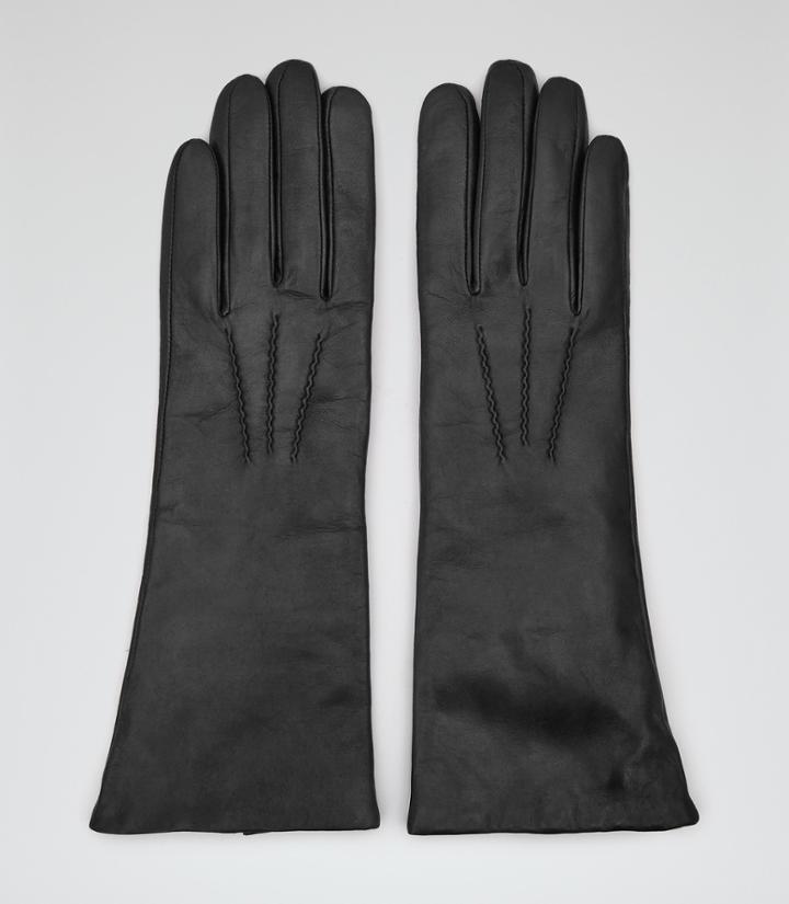 Reiss Orchid - Womens Leather Gloves In Black, Size S/m