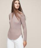 Reiss Lina - Pleated Long-sleeved Top In Pink, Womens, Size 0