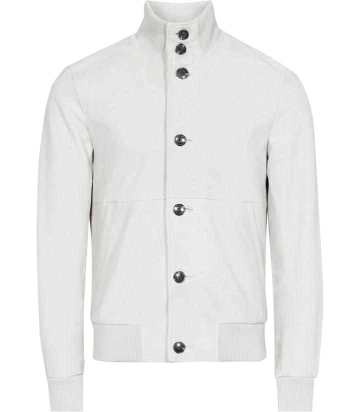 Reiss Espresso - Mens Button Suede Jacket In Grey, Size Xs