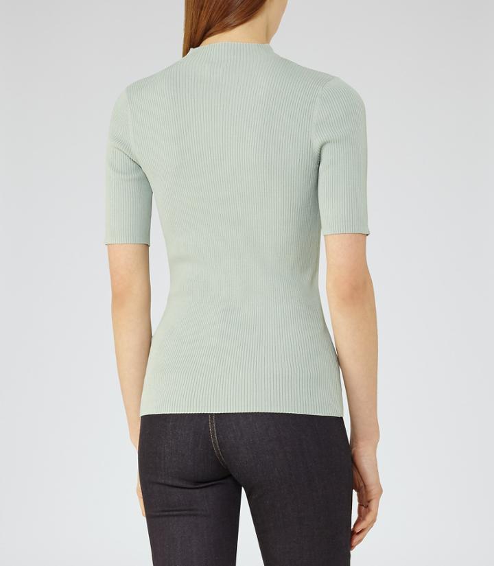 Reiss Angelina - Rib-knit Top In Green, Womens, Size 2