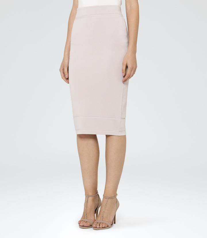 Reiss Guardian - Womens Knitted Pencil Skirt In Grey, Size 0