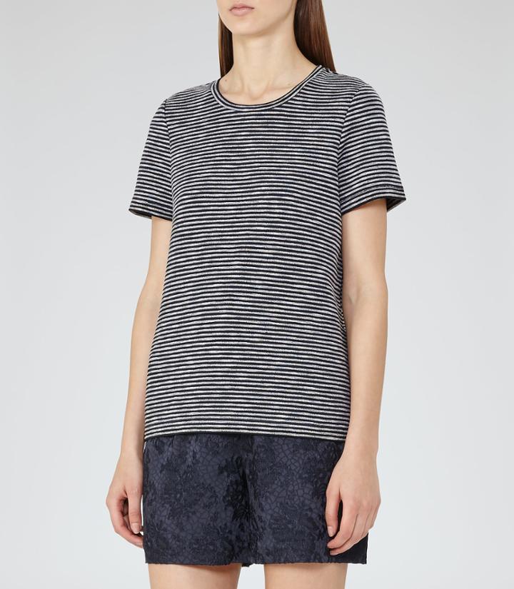 Reiss Maria - Womens Striped Jersey T-shirt In Blue, Size S