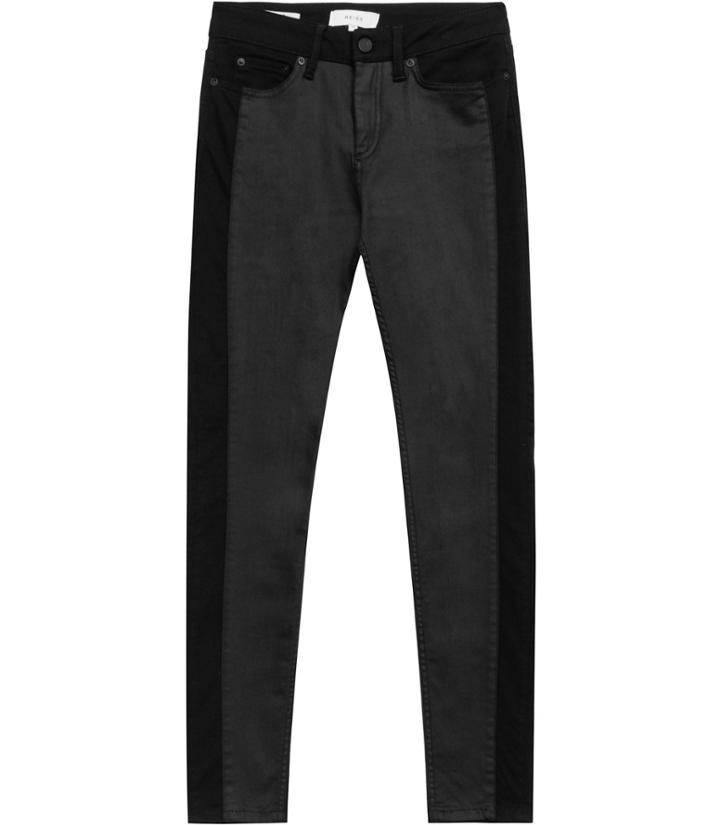 Reiss Steviepanelled - Womens Panelled Skinny Jeans In Black, Size 24