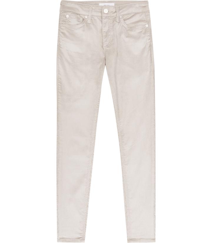 Reiss Joni Metallic - Womens Metallic Skinny Cords In Grey, Size 4