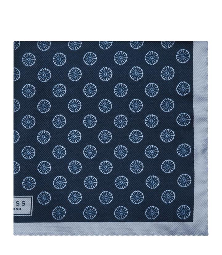 Reiss Ambiem - Mens Silk Patterned Pocket Square In Blue, Size One Size