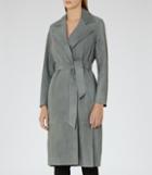 Reiss Maine - Womens Suede Trench Coat In Green, Size 4