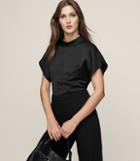 Reiss Della - High-neck Short Sleeved Top In Black, Womens, Size 0