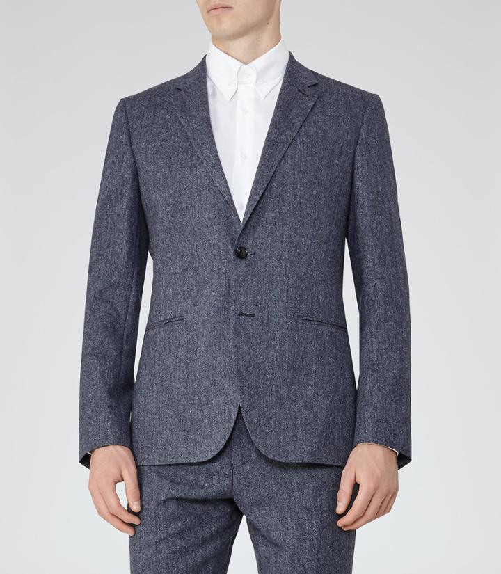 Reiss Tanaka B - Mens Notch Lapel Blazer In Blue, Size 38