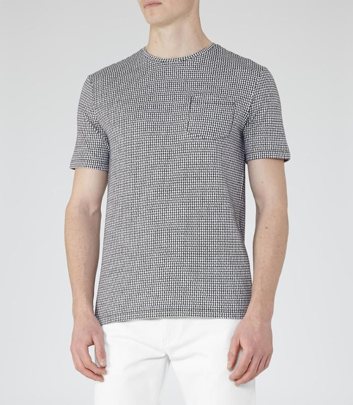 Reiss Wallace - Mens Jacquard Weave T-shirt In Blue, Size L