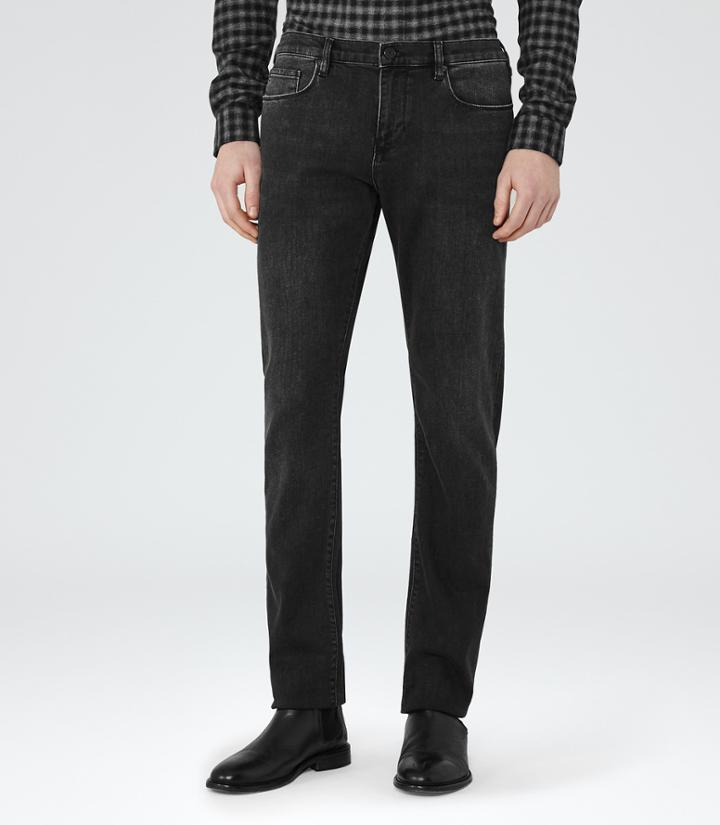 Reiss Compton - Mens Slim-fit Washed Jeans In Black, Size 28