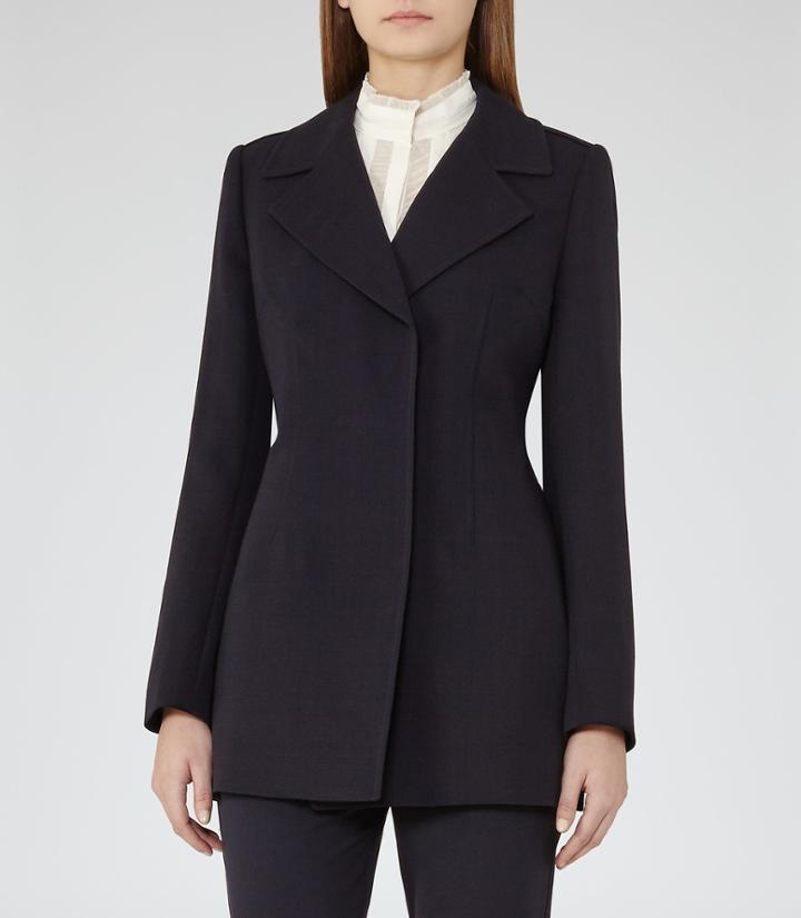 Reiss Savona - Womens Textured Jacket In Blue, Size Xs
