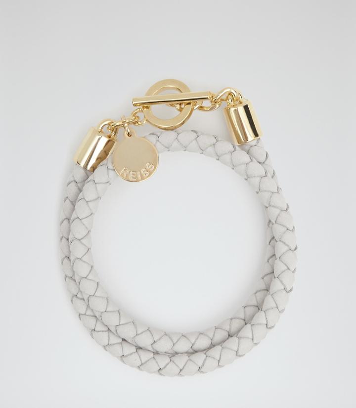 Reiss Toucan - Leather And Metal Bracelet In Cream, Womens
