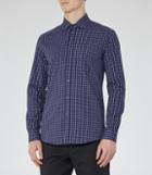 Reiss Madano - Checked Cotton Shirt In Blue, Mens, Size Xs