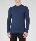 Reiss Windmill - Textured Crew Neck Jumper In Blue, Mens, Size Xs