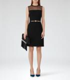 Reiss Madeline - Womens Mesh-panel Dress In Black, Size 4