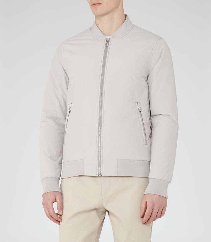 Reiss Mountain - Zip Bomber Jacket In Grey, Mens, Size Xs