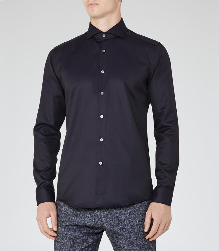 Reiss Oscar - Mens Textured Shirt In Blue, Size S