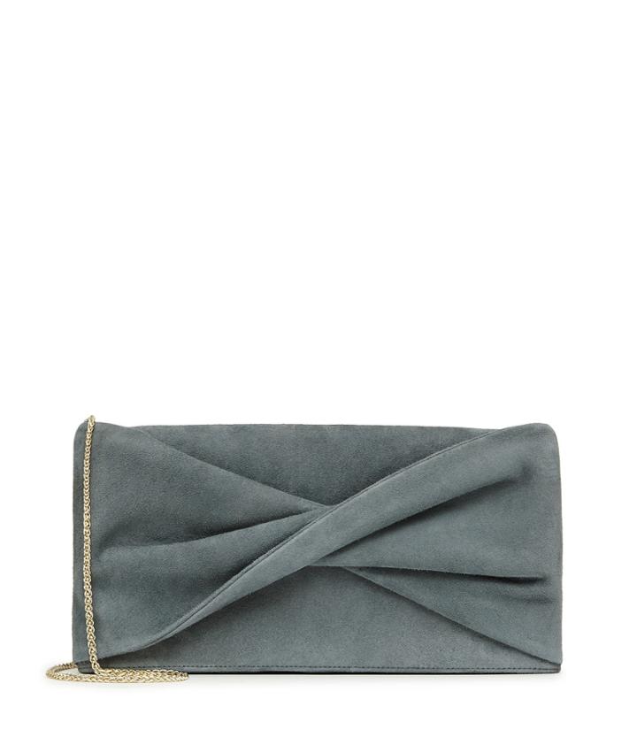 Reiss Beau Suede - Suede Clutch In Green, Womens
