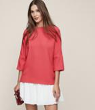 Reiss Bells - Button-back Top In Red, Womens, Size 2