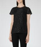 Reiss Fasey - Womens Metallic Top In Black, Size 6