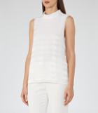 Reiss Sandi - Textured High-neck Top In White, Womens, Size 0