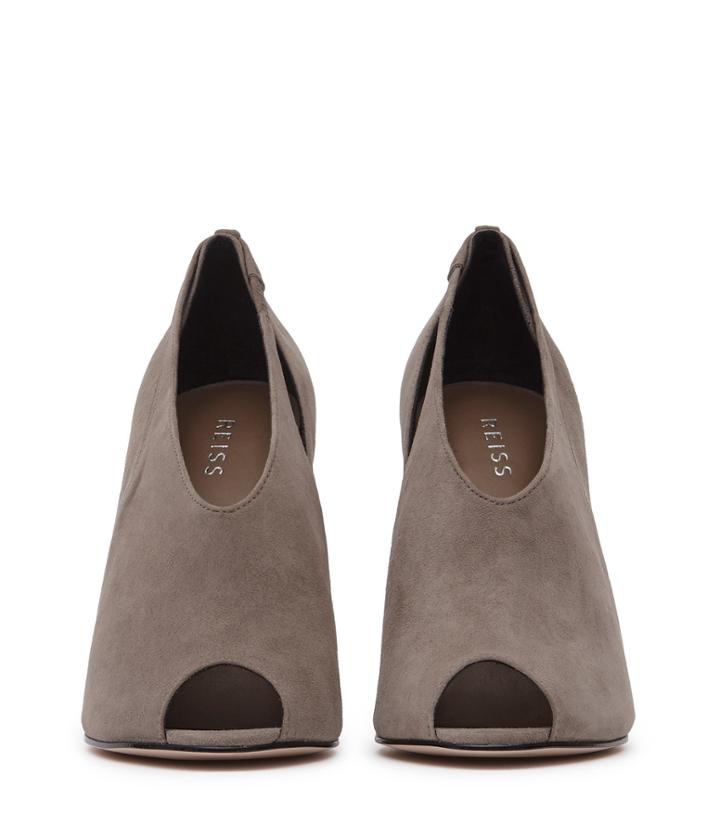 Reiss Dalida Suede - Peep-toe Heels In Grey, Womens, Size 7