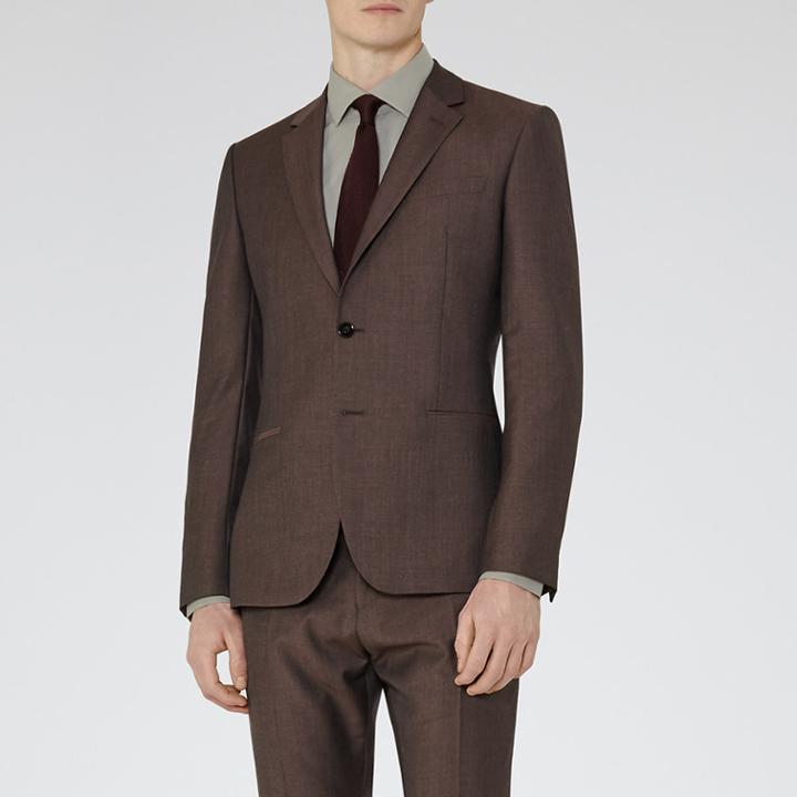 Reiss Mauro - Mens Concealed Placket Shirt In Brown