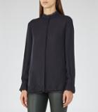 Reiss Maya - Womens Lace-detail Blouse In Blue, Size 4
