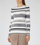 Reiss Bonham - Womens Ribbed Striped Jumper In Blue, Size M