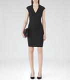Reiss Lee V Neck - Womens Bodycon Dress In Black, Size 4